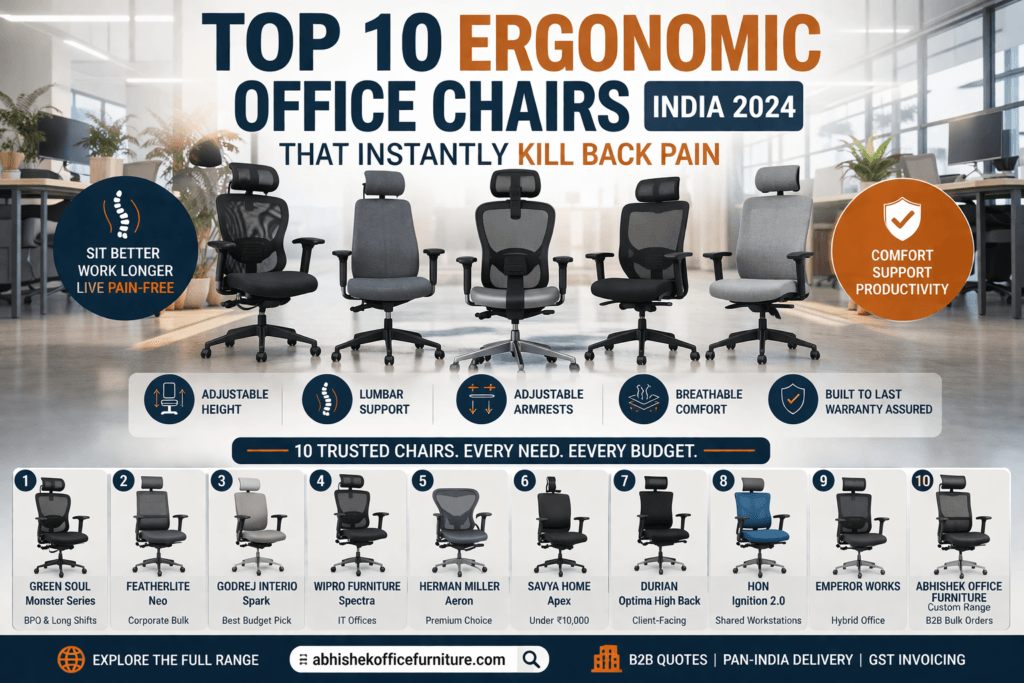 best ergonomic office chairs India for long work hours